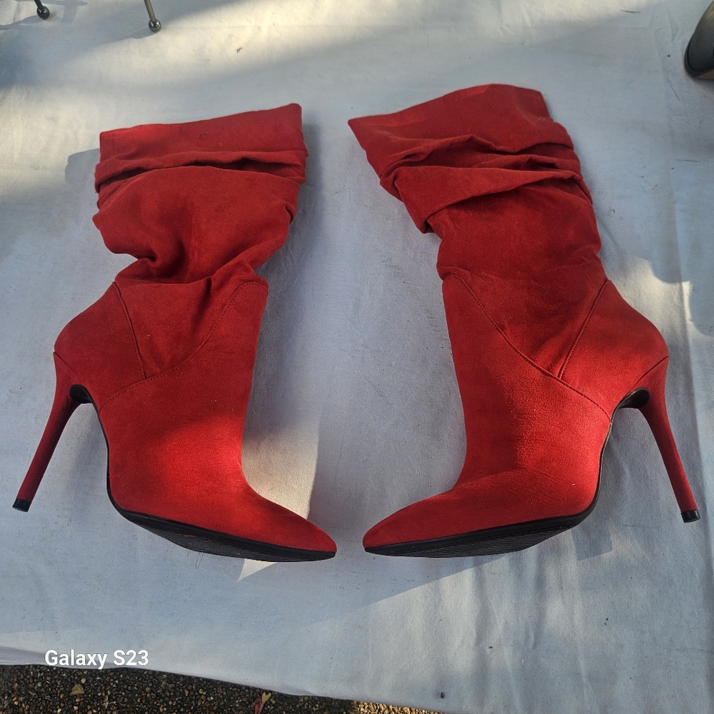 Jessica Simpson Red Suede Stiletto Boots